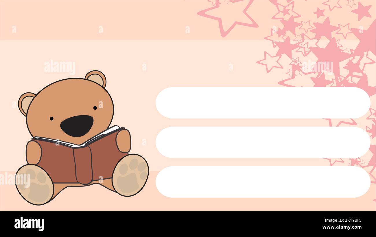 sit baby teddy bear cartoon reading book illustration background in ...