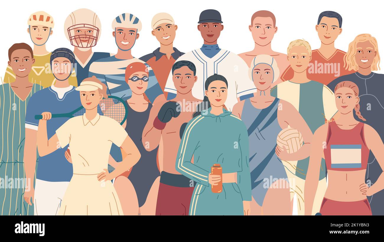 Portrait of athletes from different sports Stock Vector