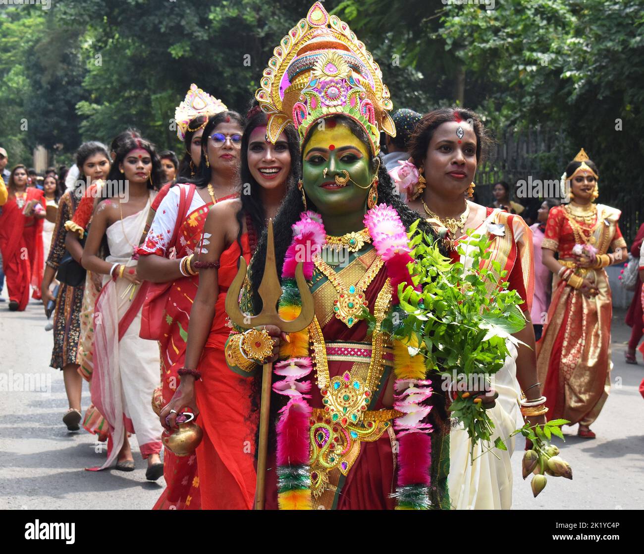 Hindu Goddess Durga on the street Stock Photo