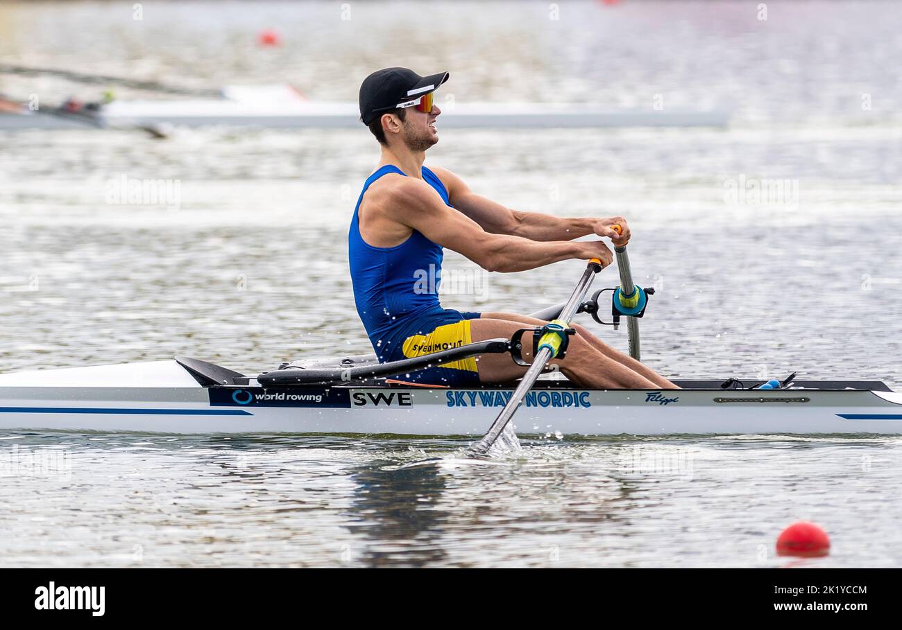 Racice, Czech Republic. 21st Sep, 2022. Ahmet Rapi of Sweden competing during Day 4 of the 2022 World Rowing Championships at the Labe Arena Racice on September 21, 2022 in Racice, Czech Republic. Credit: Ondrej Hajek/CTK Photo/Alamy Live News Stock Photo