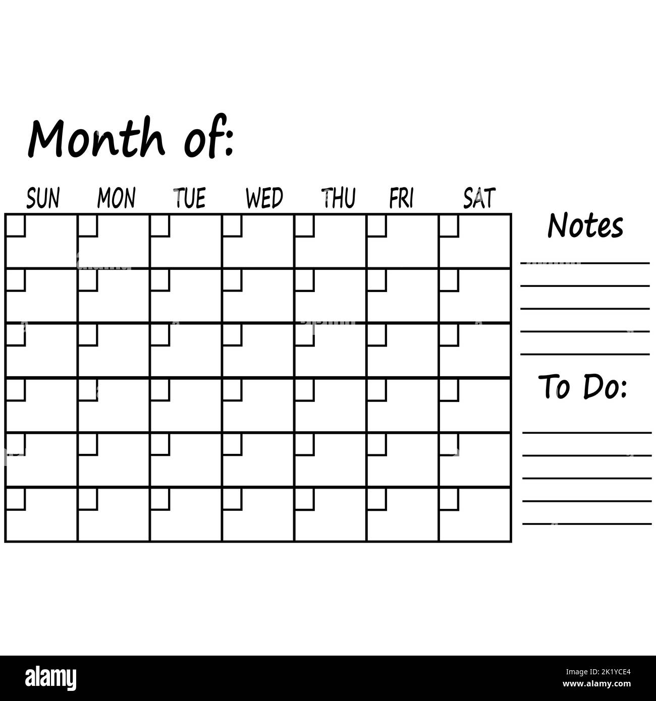 Blank Calendar Black And White
