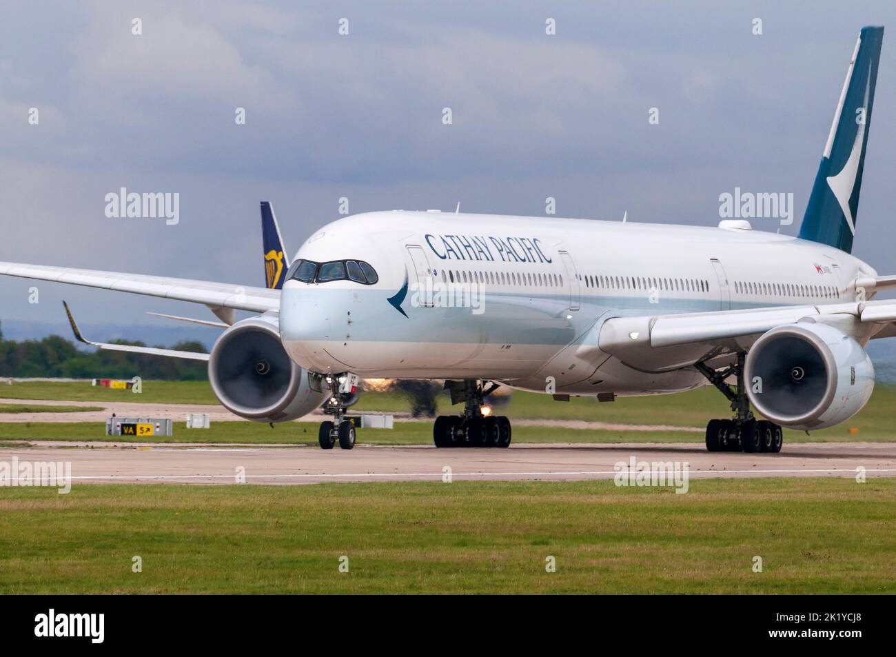 Swire  Cathay Pacific Airways Airbus A350-1041 registratuin B-LXC takes off at Manchester airport. Stock Photo