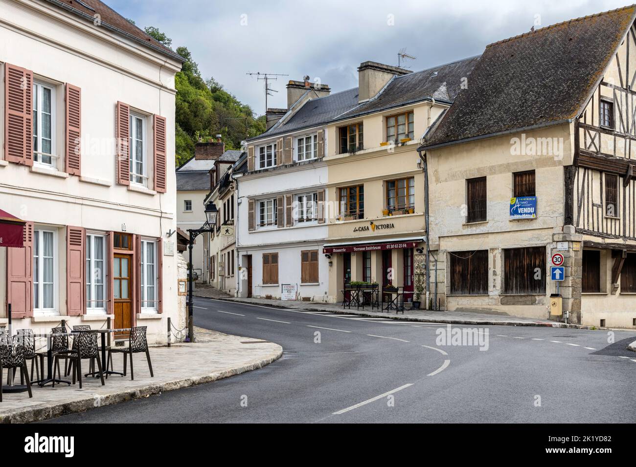 Main street in La Roche Guyon in Normandy France Stock Photo