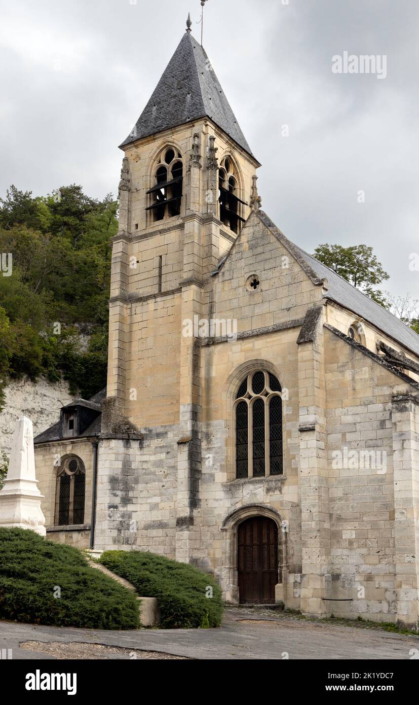 The Church of Saint Samson in La Roche-Guyon in Normandy Stock Photo