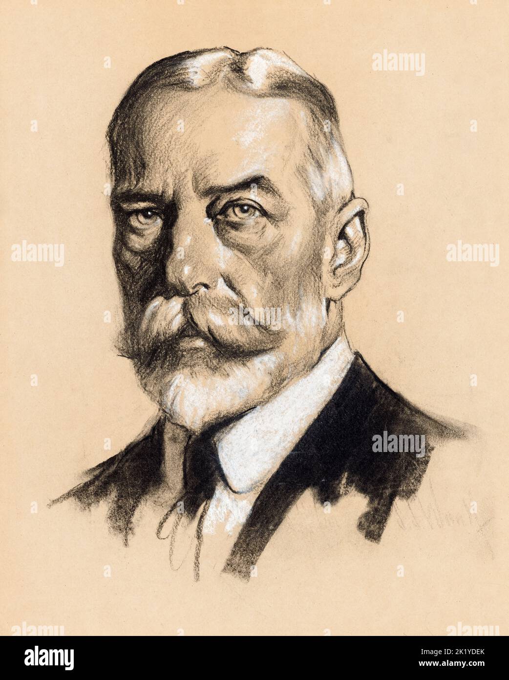 George V, (1865-1936), King of the United Kingdom, portrait drawing in charcoal, chalk by Samuel Johnson Woolf, 1932 Stock Photo