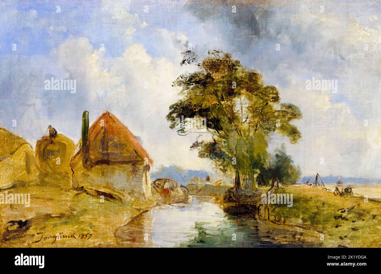 Johan Barthold Jongkind, Environs of Breda, landscape painting in oil on canvas, 1857 Stock Photo