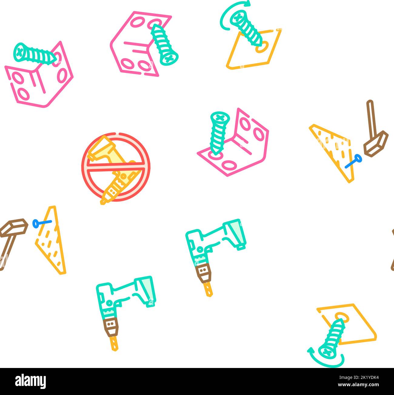 assembly instruction furniture vector seamless pattern Stock Vector