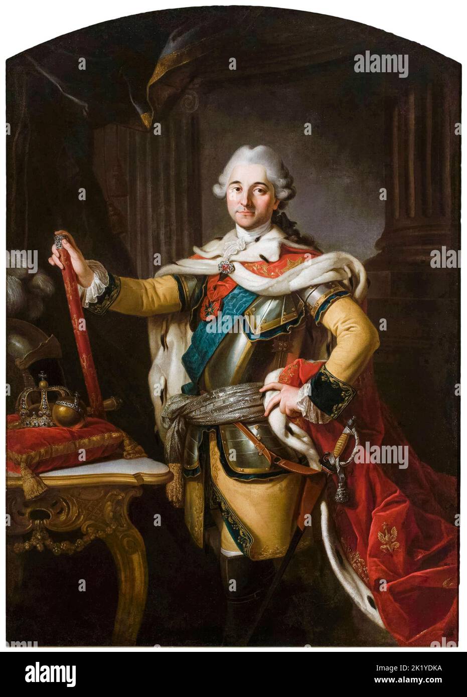 Stanisław II Augustus (1732-1798), King of Poland and Grand Duke of Lithuania (1764-1795), portrait painting in oil on canvas by Per Krafft the Elder, circa 1767 Stock Photo