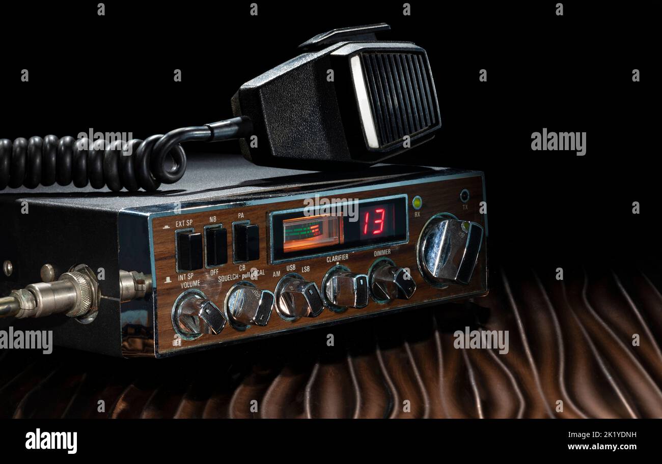 CB radio and microphone tuned into channel 13 Stock Photo Alamy