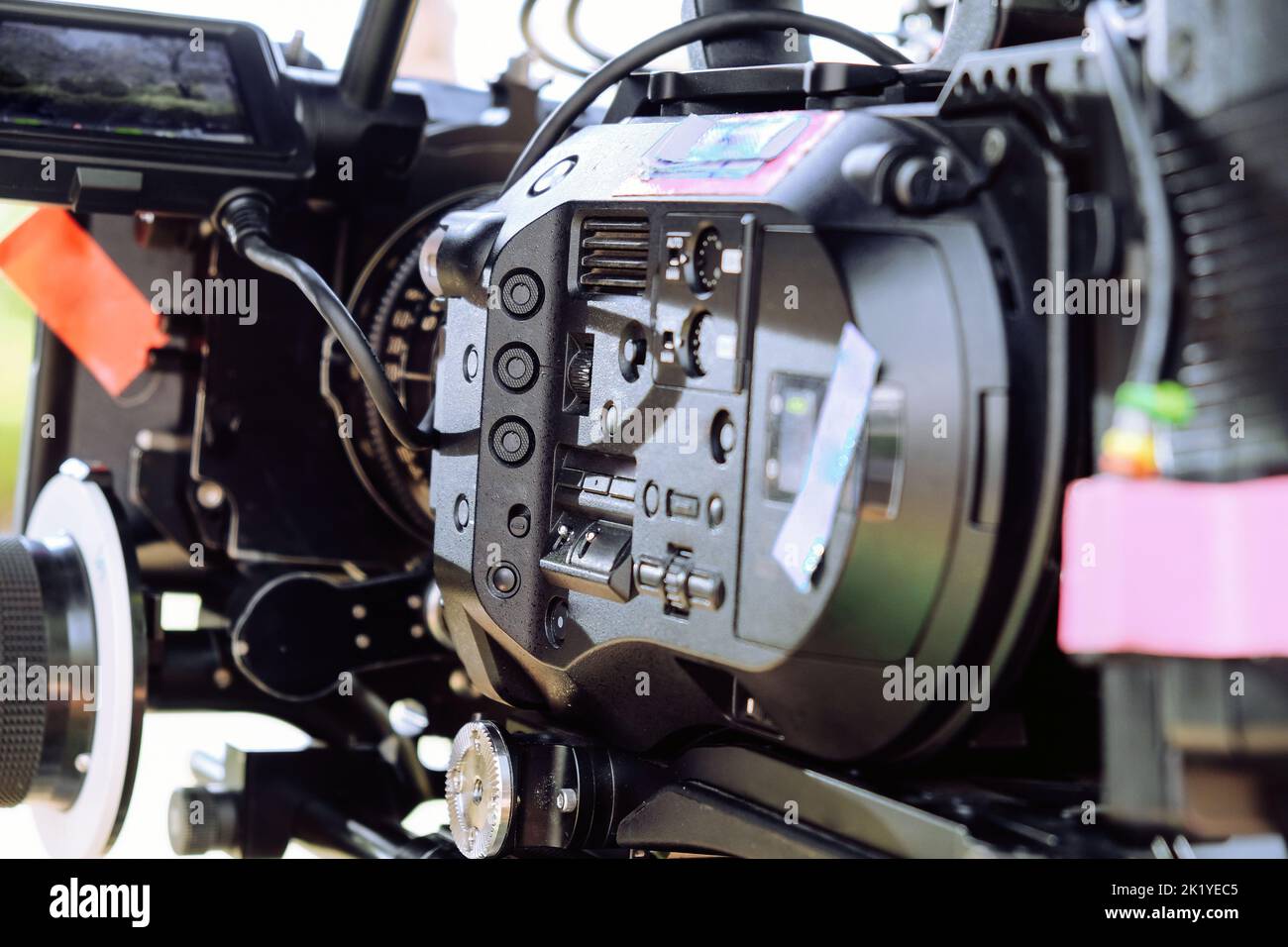 detail of Video camera , film crew production, behind the scenes ...
