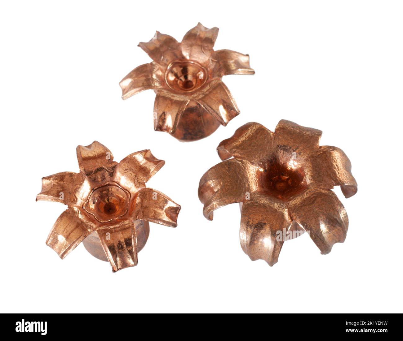 Three selfdefense bullets that have expanded on impact isolated on
