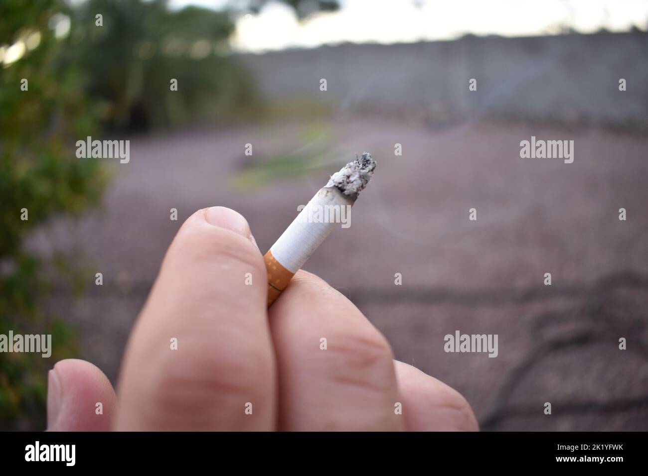 Burning Cigarette Man Smoking Gross Unhealthy Habit  Stock Photo