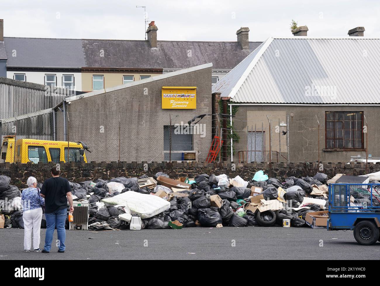 Rubbish left outside Craigavon Borough recycling centre in Portadown as