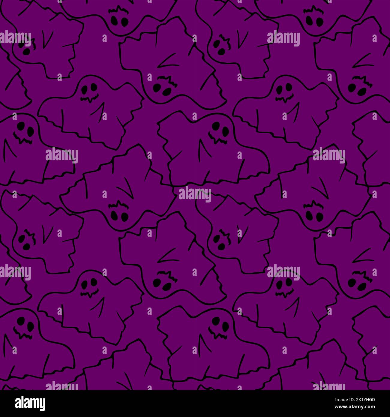 seamless contour pattern of graphic flying black ghosts on purple ...
