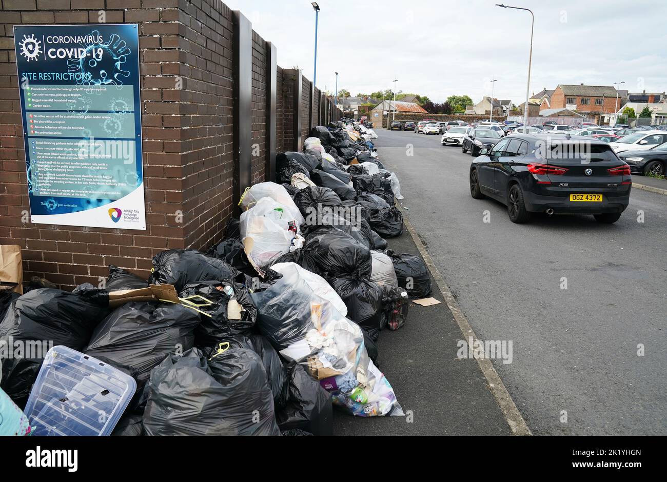 Rubbish left outside Craigavon Borough recycling centre in Portadown as