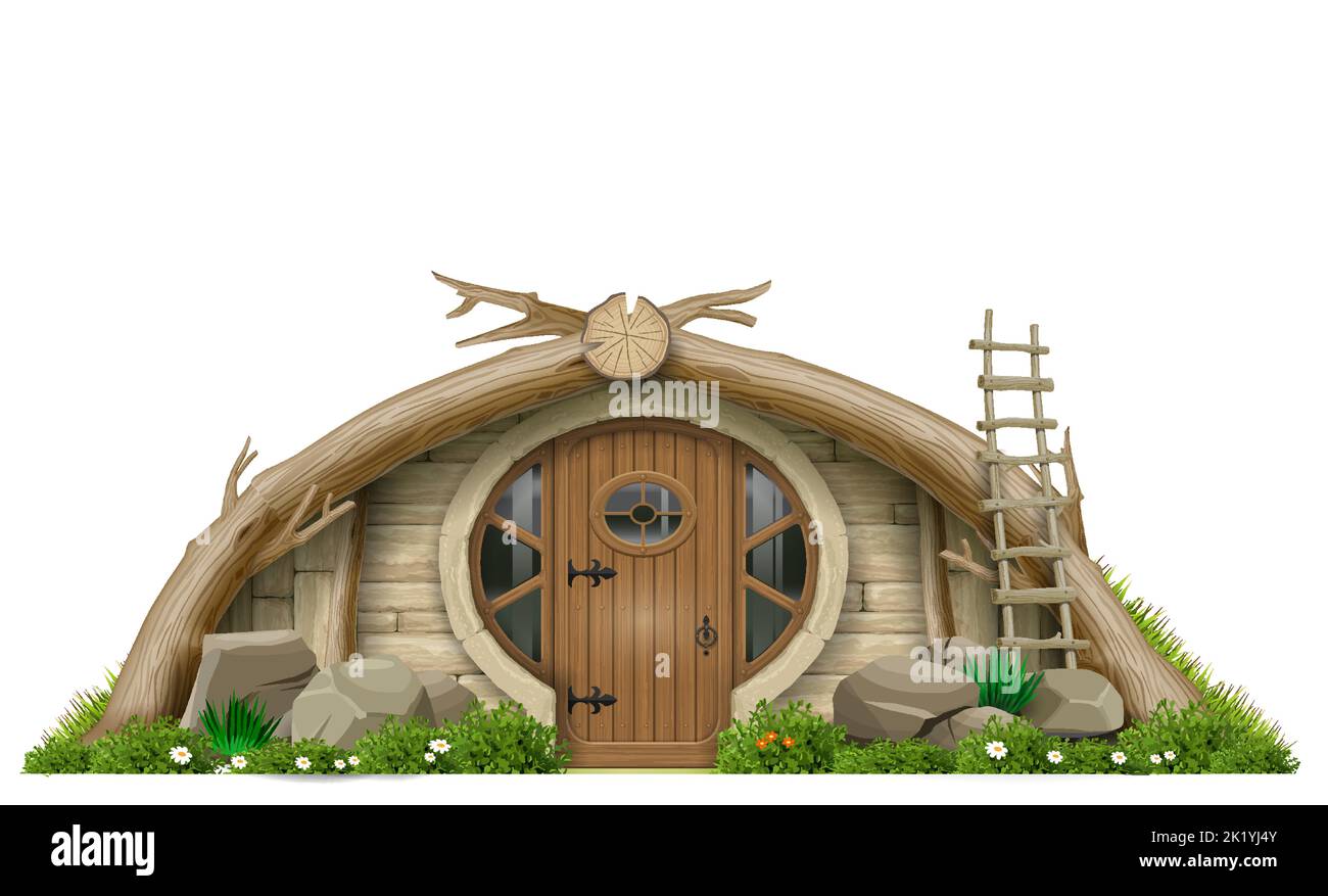 Facade of the fairy tale house of the gnome Stock Vector