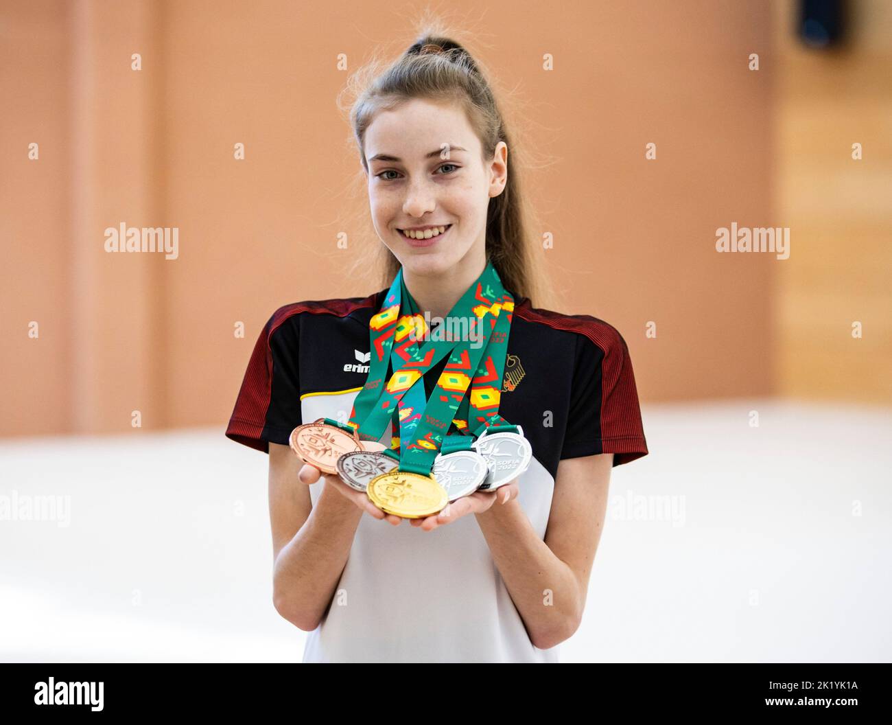 Fellbach, Germany. 21st Sep, 2022. World champion in rhythmic