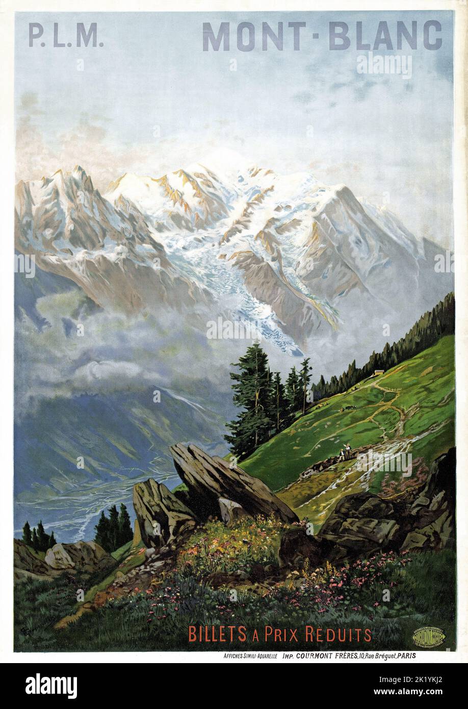 Tanconville - Antique travel poster Tanconville - PLM. Mont-Blanc. Billets à prix réduits. Stock Photo