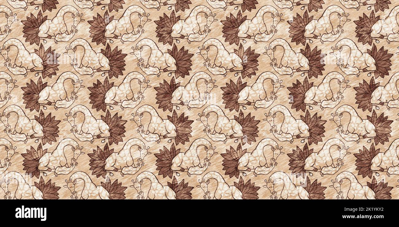 Cute safari wild giraffe animal border for babies room decor. Seamless ...
