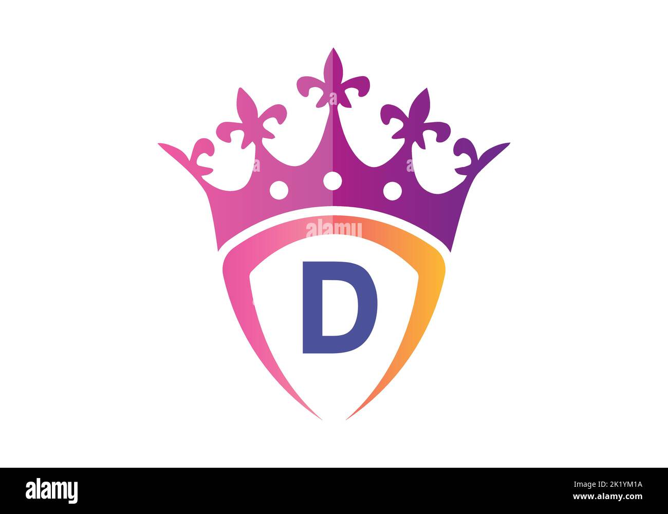 Letter D monogram alphabet With Shield And Crown Logo Template. Stock Vector