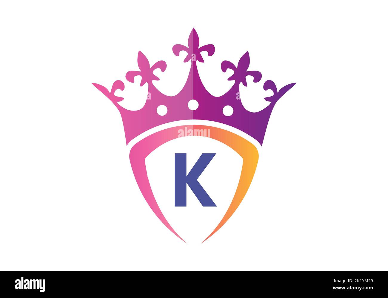 Letter K monogram alphabet With Shield And Crown Logo Template Stock ...