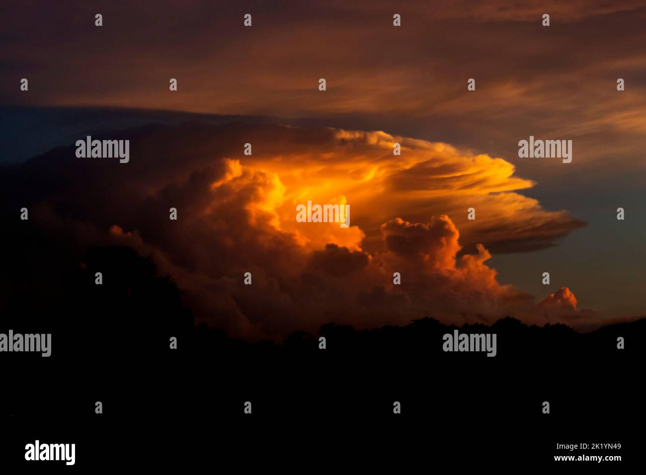 Red and yellow clouds are beautiful photos of nature. The yellow and red cloud sky is due to the humidity in the atmosphere much moisture in the air a Stock Photo