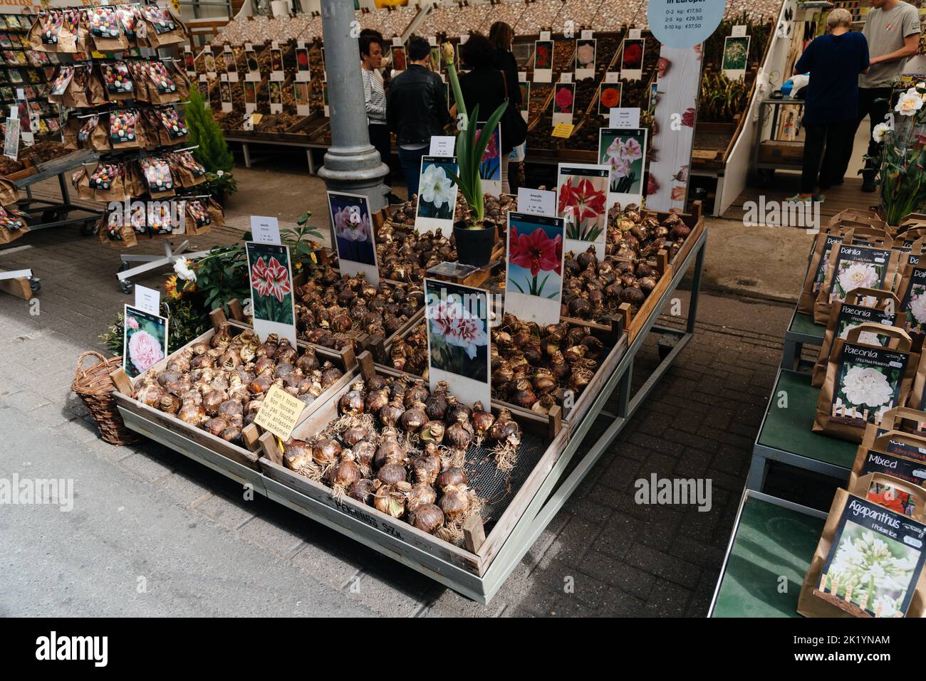 Amsterdam, Netherlands - May 7, 2022: The Flower market at the Singel Canal Stock Photo