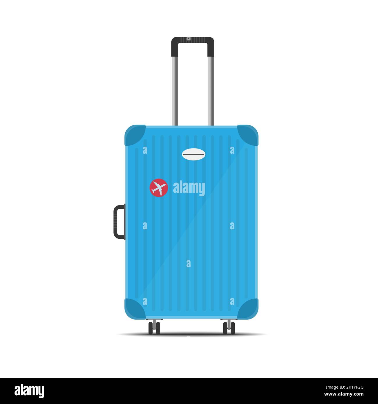 blue suitcase isolated on white background, vector illustration Stock Vector