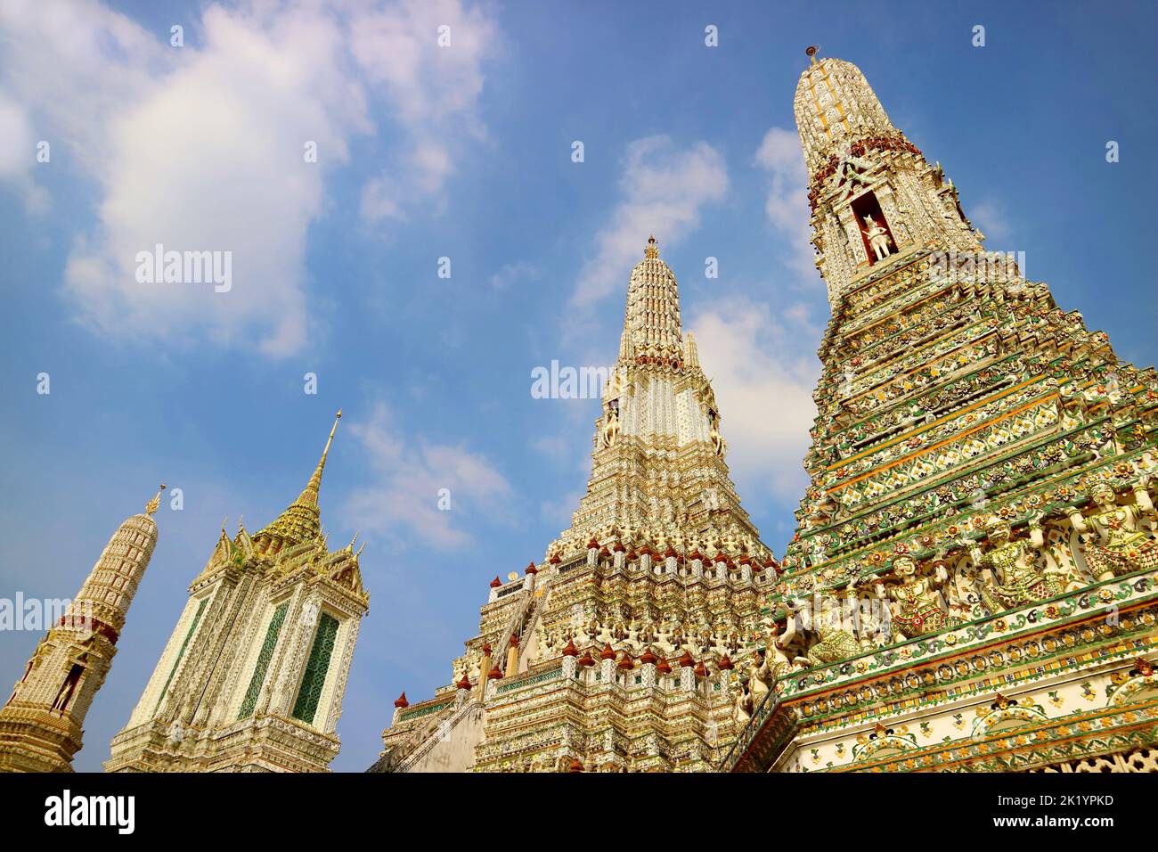 Phraprang Wat Arun, the Iconic Holy Spires of The Temple of Dawn, a Symbolic Buddhist Temple in Bangkok, Thailand Stock Photo