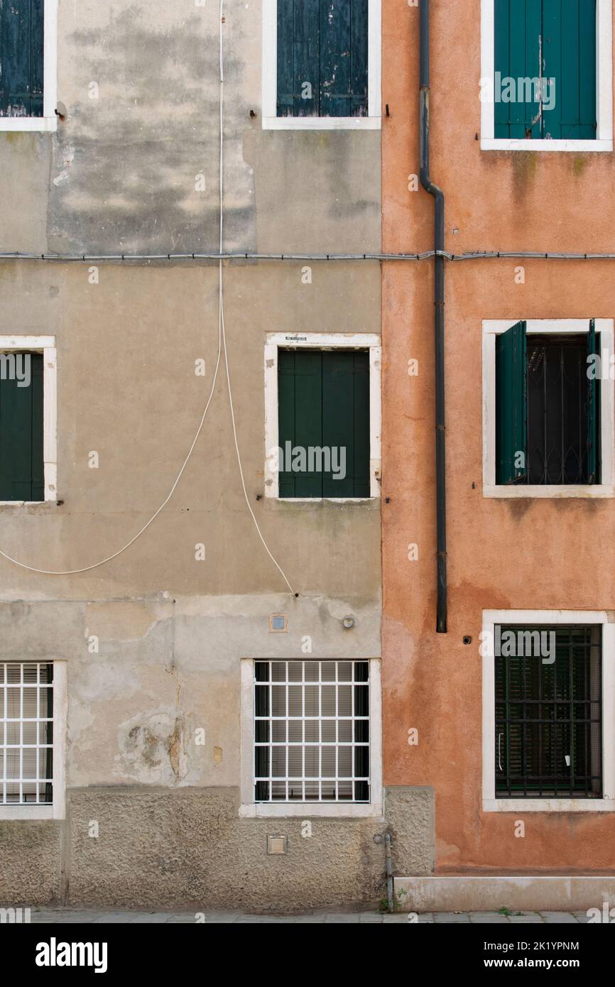 Minimal urbanscape with a partial view of two houses in Arsenale, Venice Stock Photo