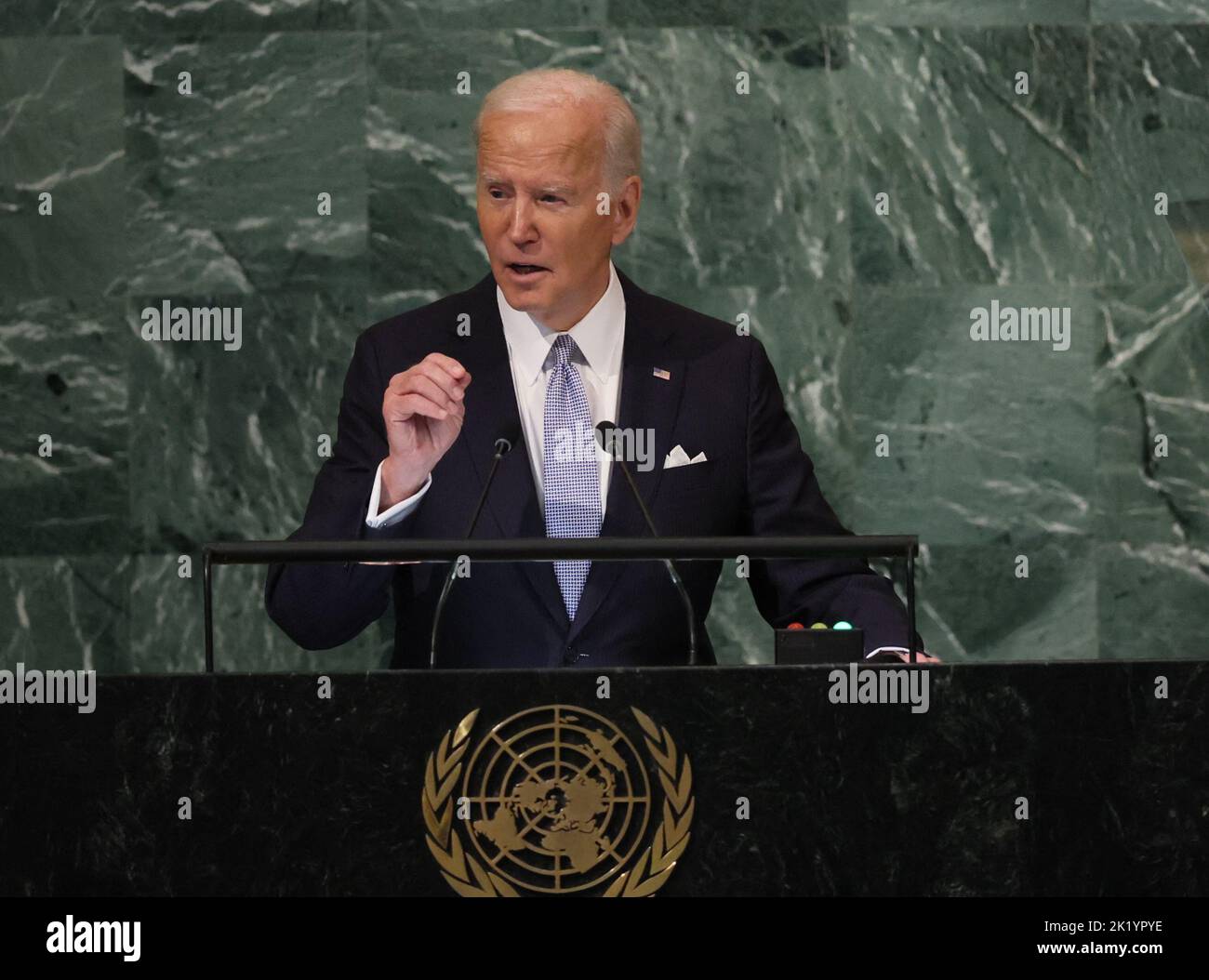 U.S. President Joe Biden addresses the 77th Session of the United Nations General Assembly at U.N. Headquarters in New York City, U.S., September 21, 2022. REUTERS/Brendan McDermid Stock Photo