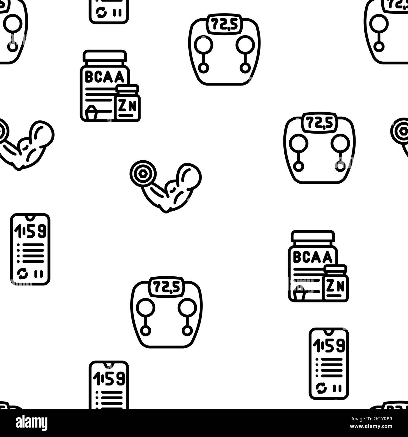 Pattern Exercise Gym Fitness Gym Sportive Equipment vector seamless pattern Stock Vector ...