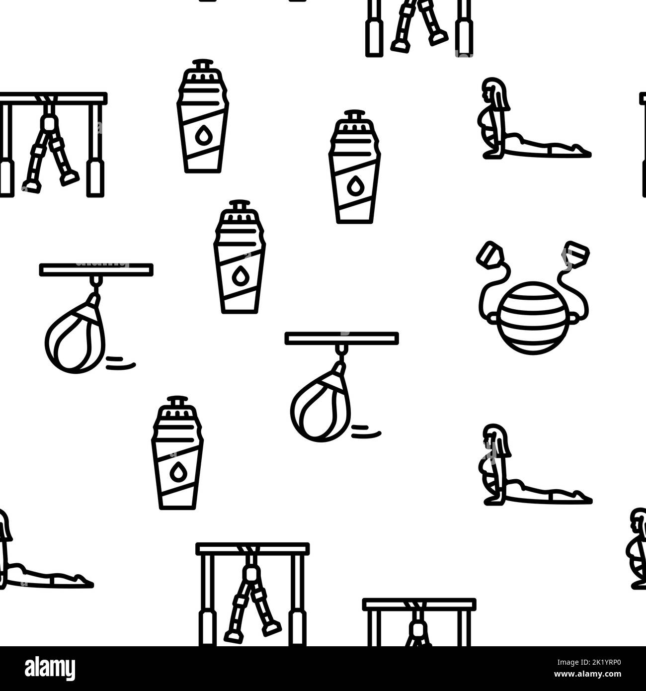Fitness Gym Sportive Equipment vector seamless pattern Stock Vector ...