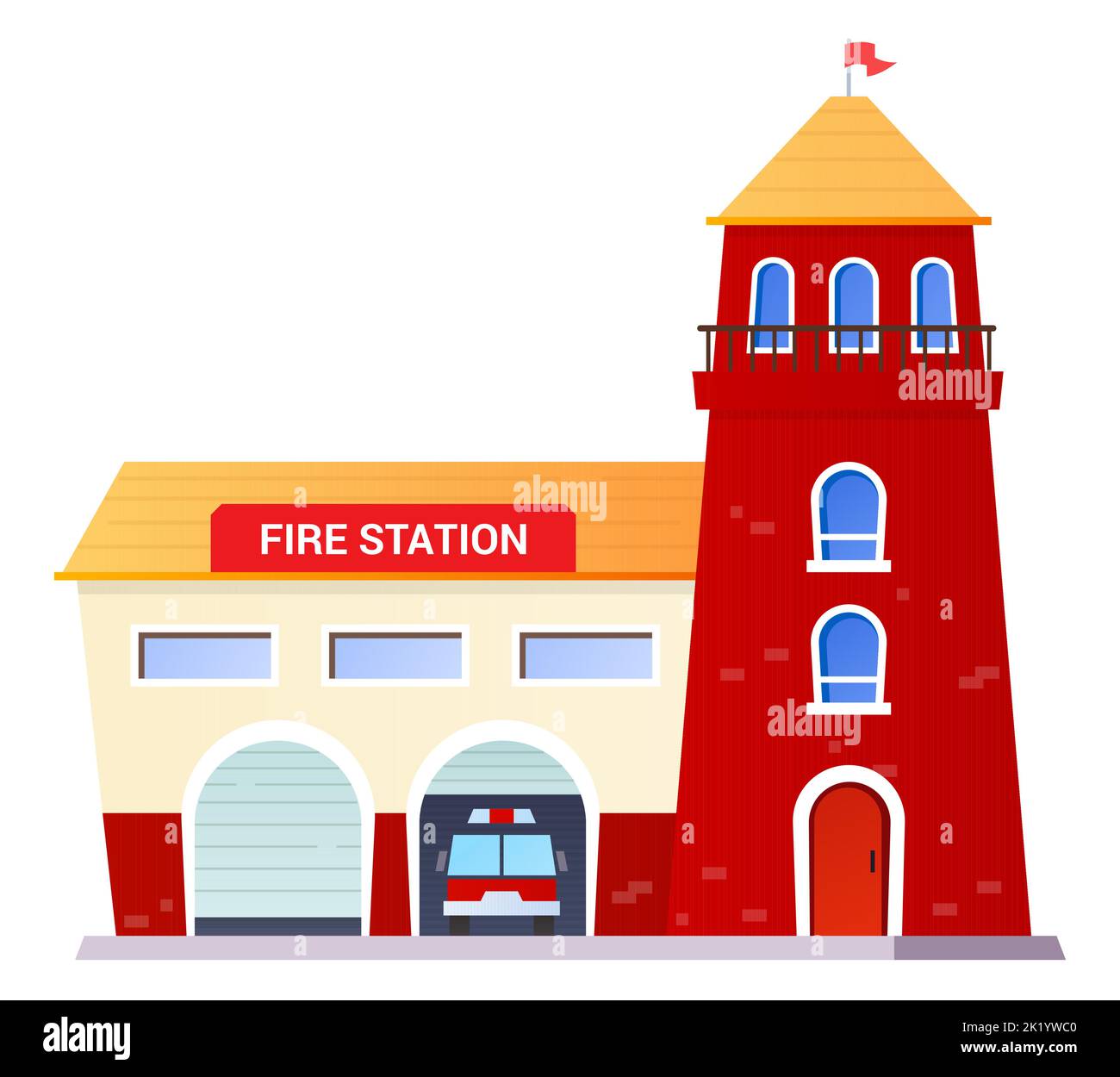 Fire station - modern flat design style single isolated image Stock Vector