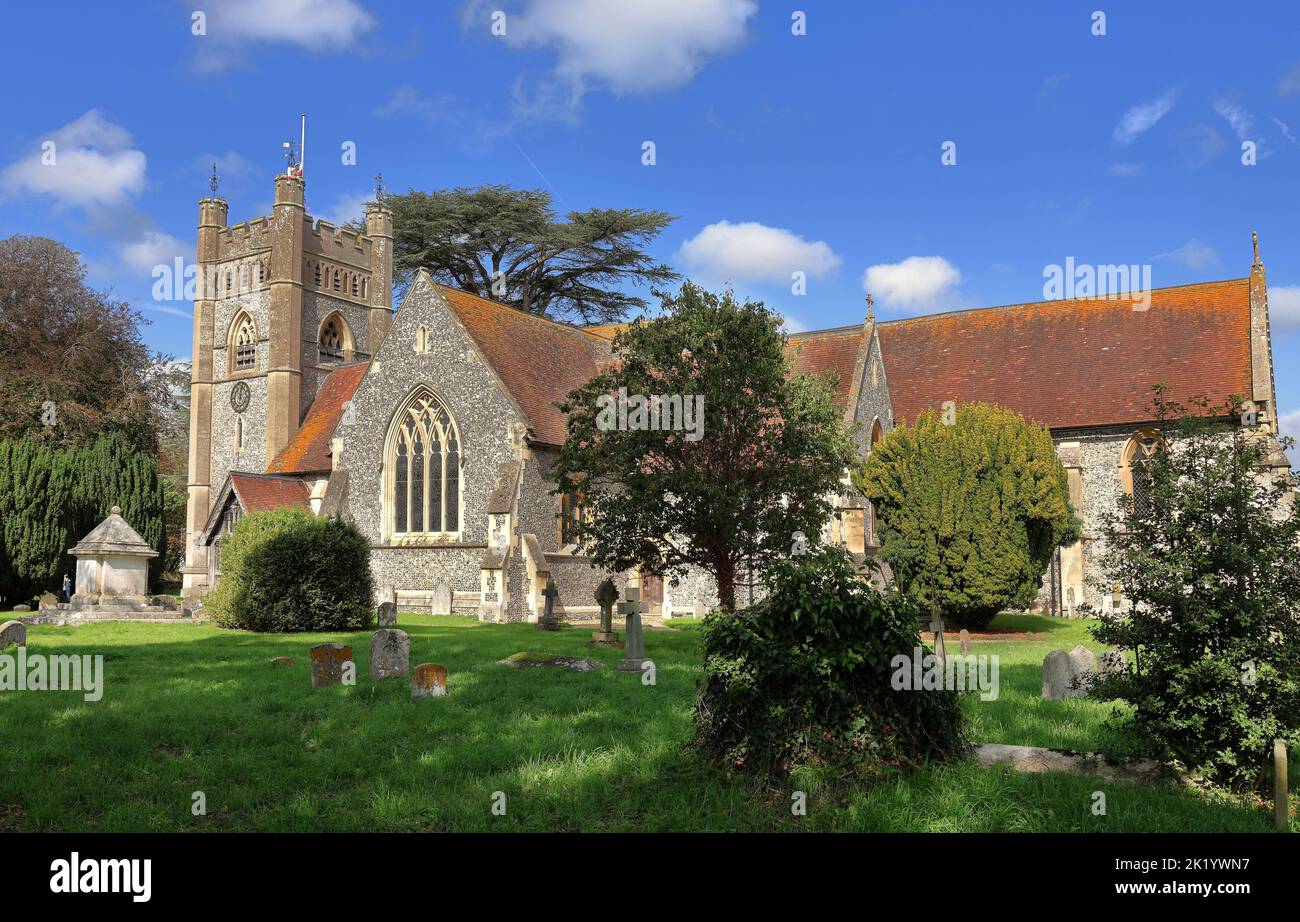 English Villager Church of St Mary The Virgin at Hambleden in the Chiltern Hills Stock Photo