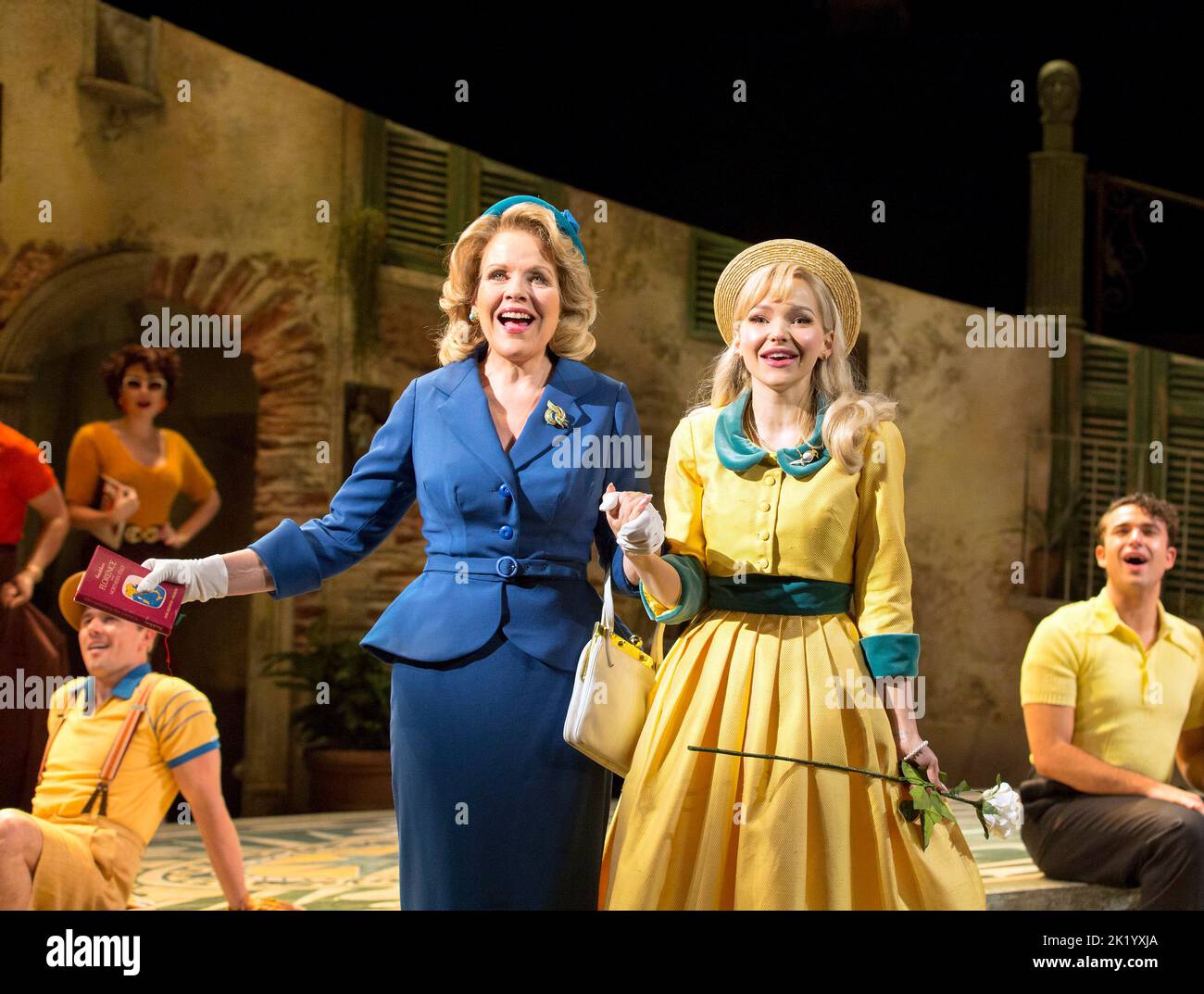 l-r: Renee Fleming (Margaret Johnson), Dove Cameron (Clara Johnson) in THE LIGHT IN THE PIAZZA at the Royal Festival Hall, London SE1 18/06/2019  book: Craig Lucas music & lyrics: Adam Guettel set design: Robert Jones costumes: Brigitte Reiffenstuel directed by Daniel Evans Stock Photo