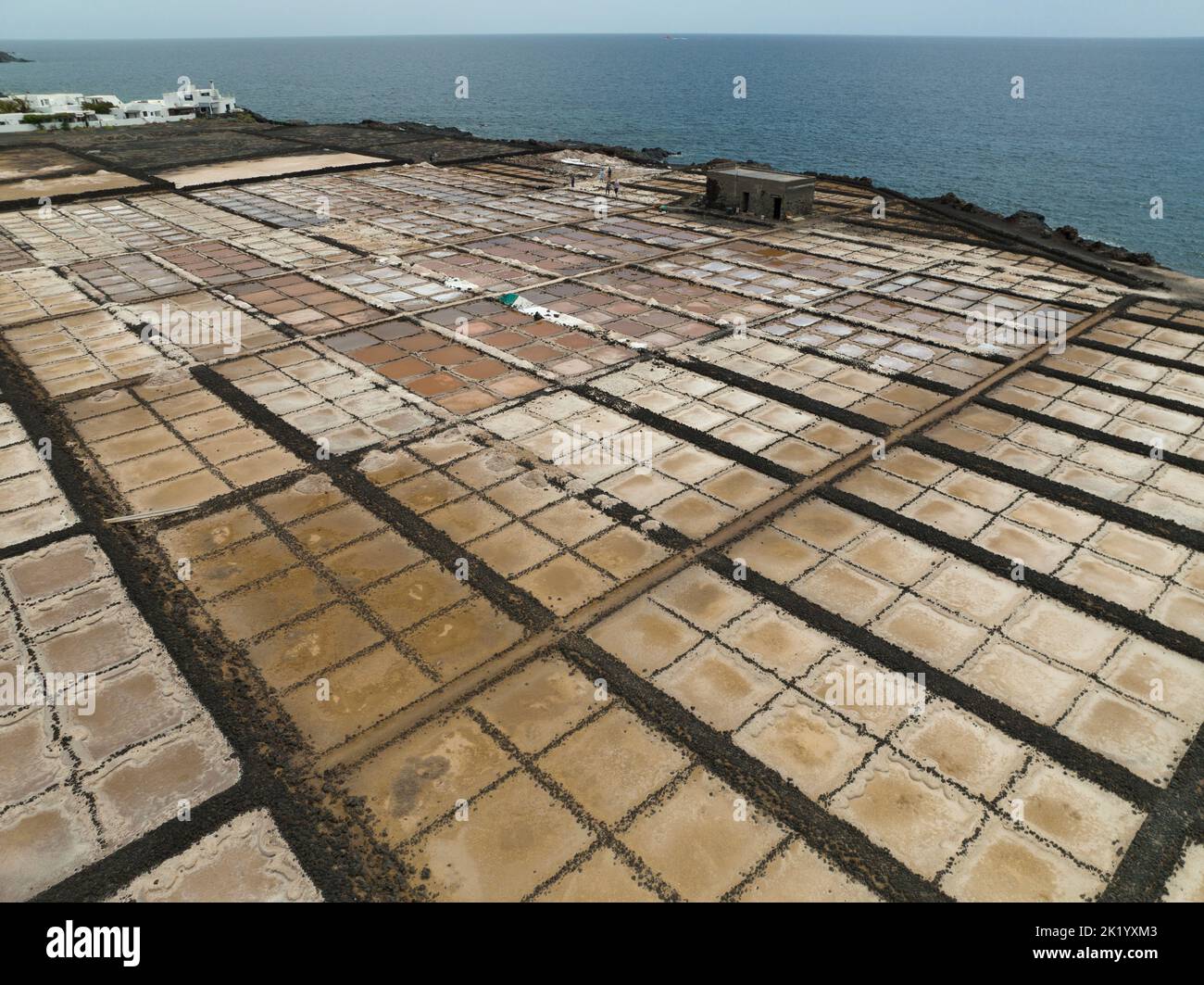 classic salt pans from an aerial point of view Stock Photo
