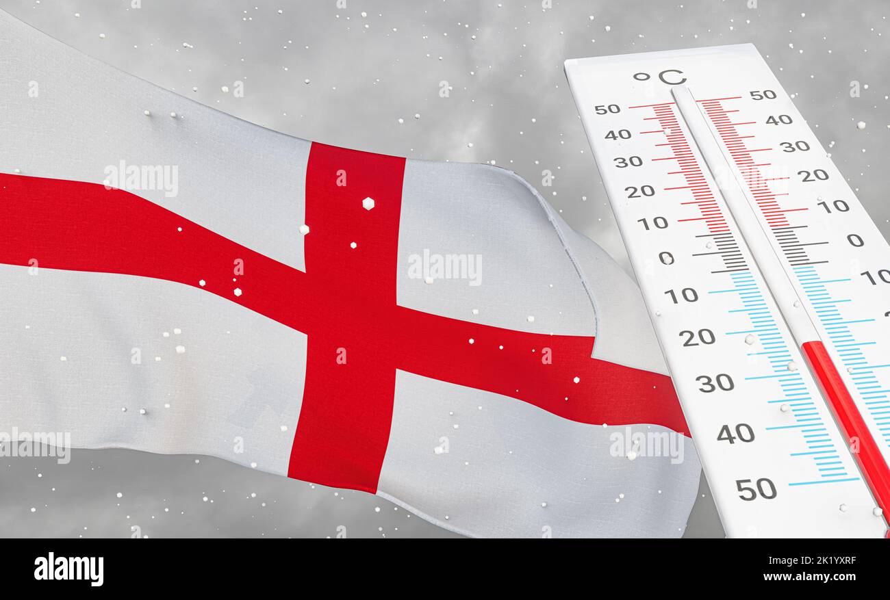 Winter in England with severe cold, negative temperature, Cold season