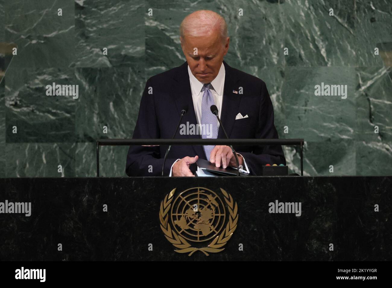 U.S. President Joe Biden concludes his address to the 77th Session of the United Nations General Assembly at U.N. Headquarters in New York City, U.S., September 21, 2022. REUTERS/Brendan McDermid Stock Photo