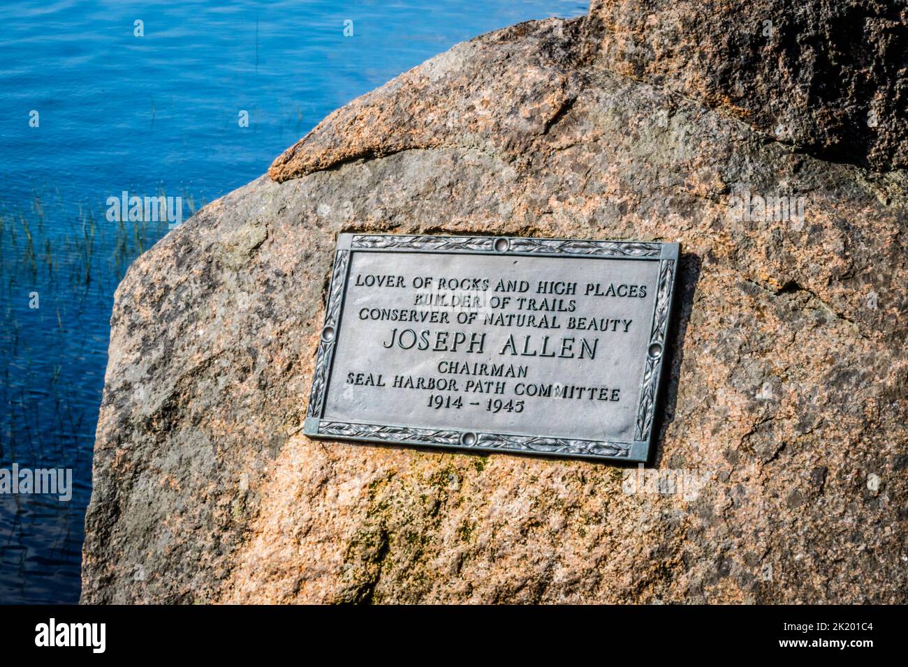 A headstone in Acadia National Park, Maine Stock Photo