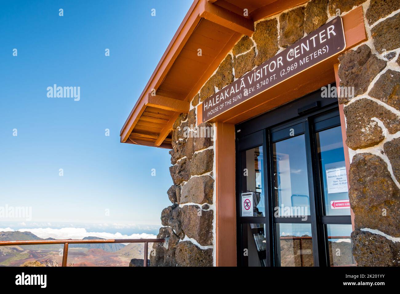 An entrance road going to Haleakala National Park, Hawaii Stock Photo