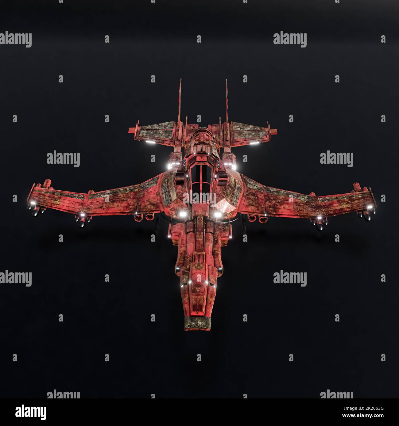modern space fighter isolated on black background 3d illustration Stock Photo