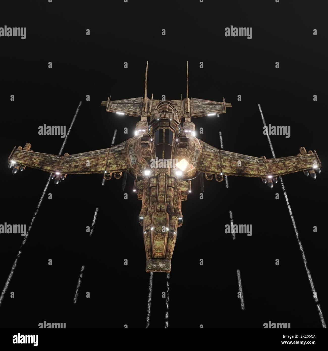 modern space fighter isolated on black background 3d illustration Stock Photo