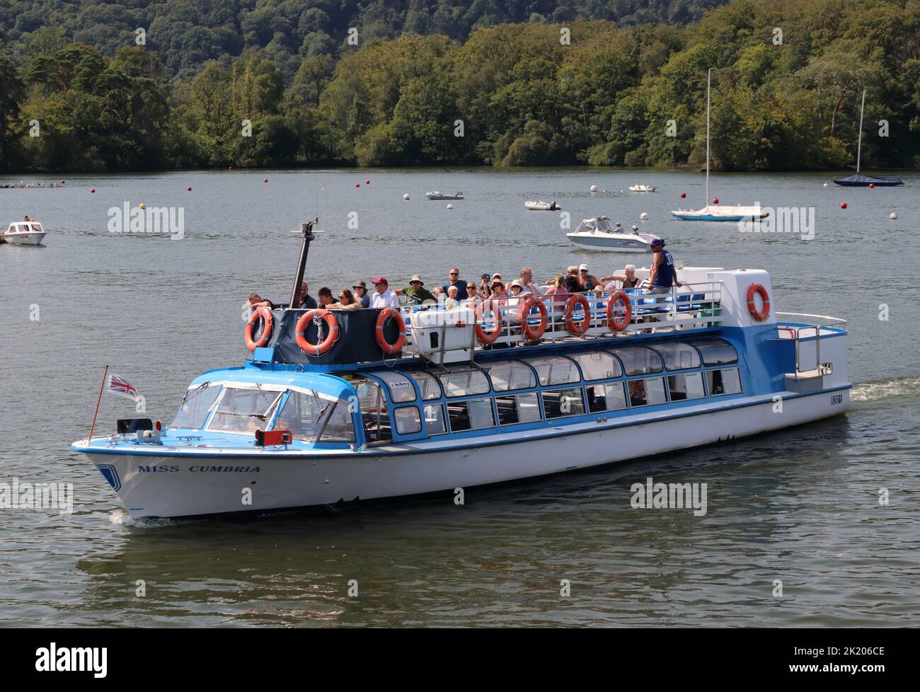 Lake cruise boat 'Miss Cumbria', carrying with tourists cruises Lake Windermere Stock Photo