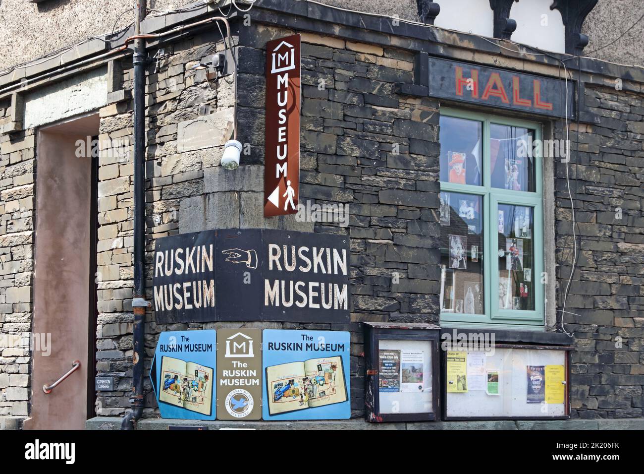 Sign for Ruskin Museum, Coniston Stock Photo