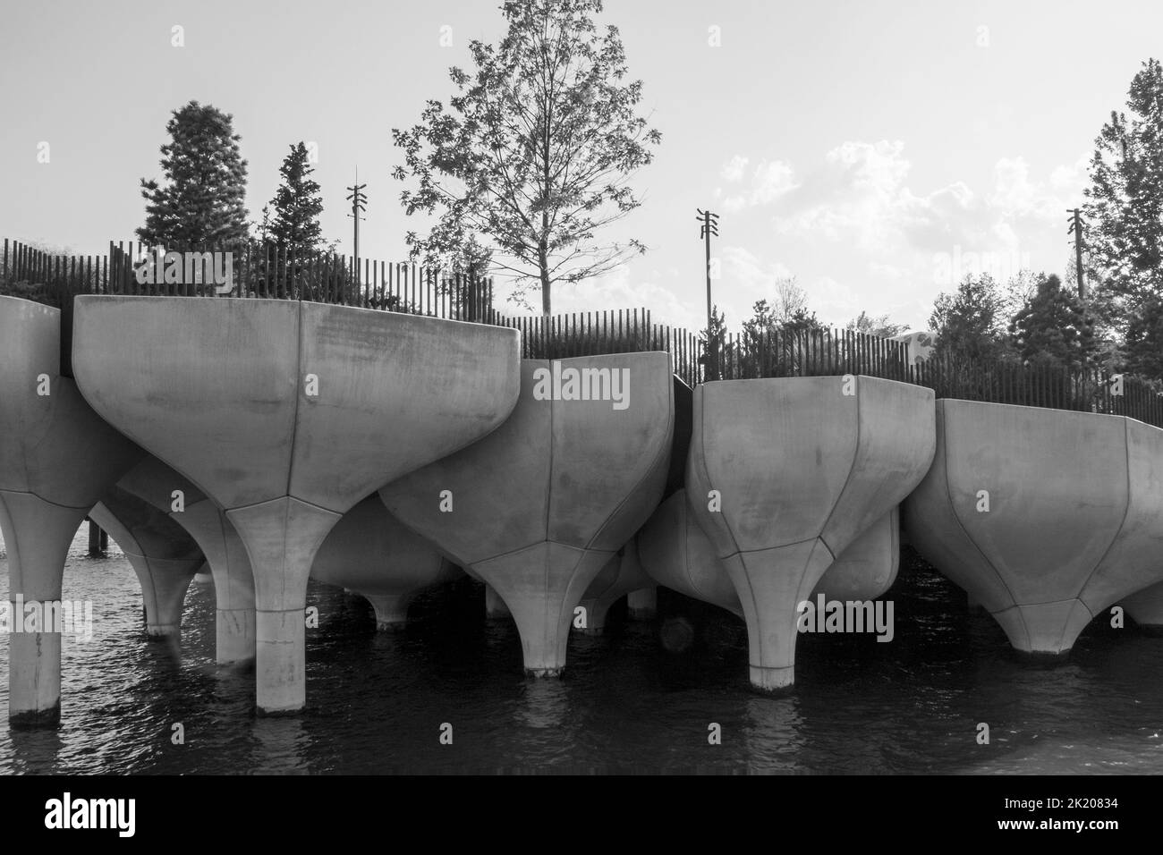 Little Island at Pier 55 along the Hudson River in New York City, NY