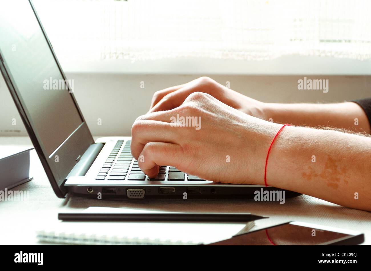 Freelancer. Remote work in the home office Stock Photo