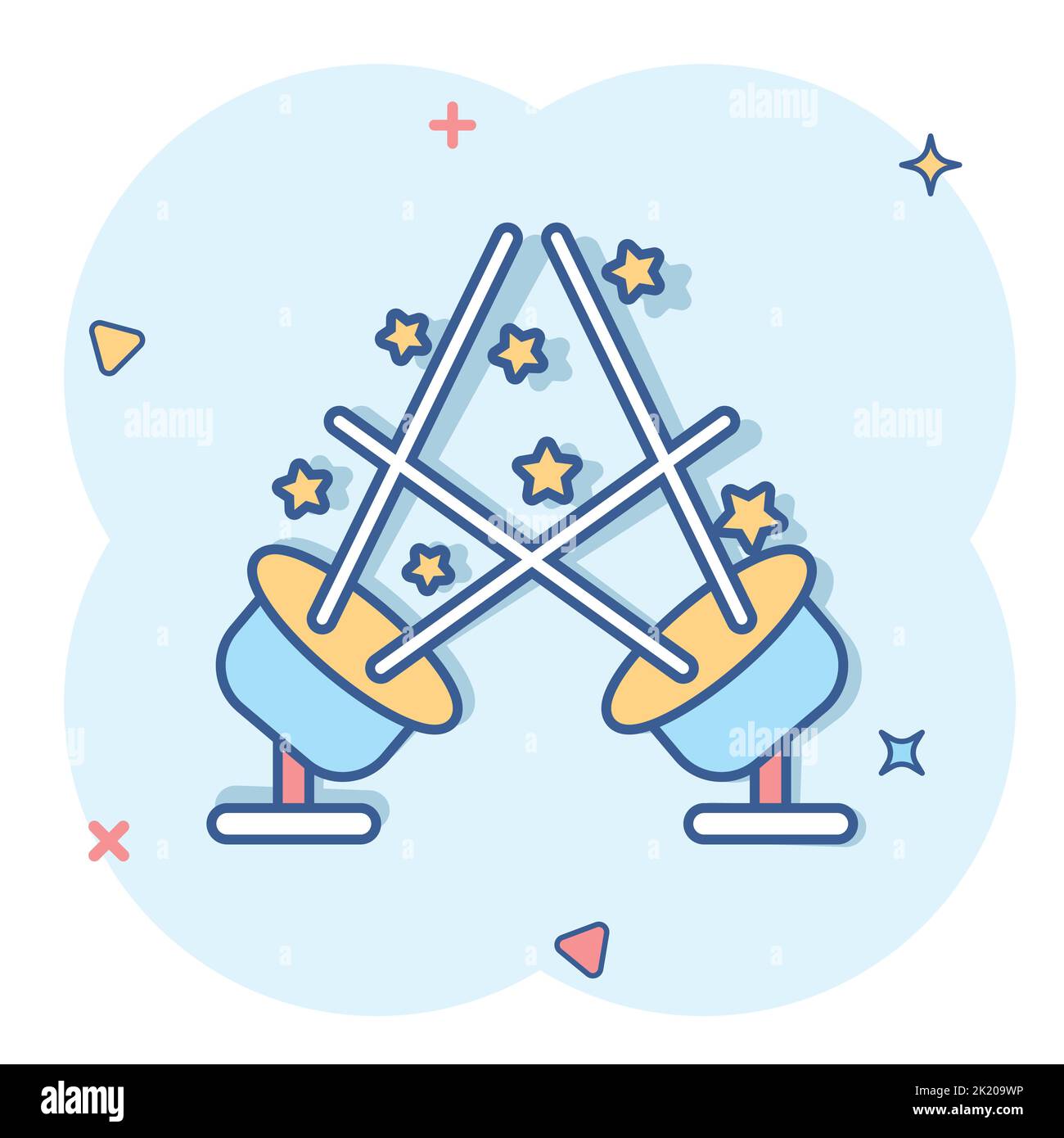Spotlight icon in comic style. Lamp vector cartoon illustration on ...