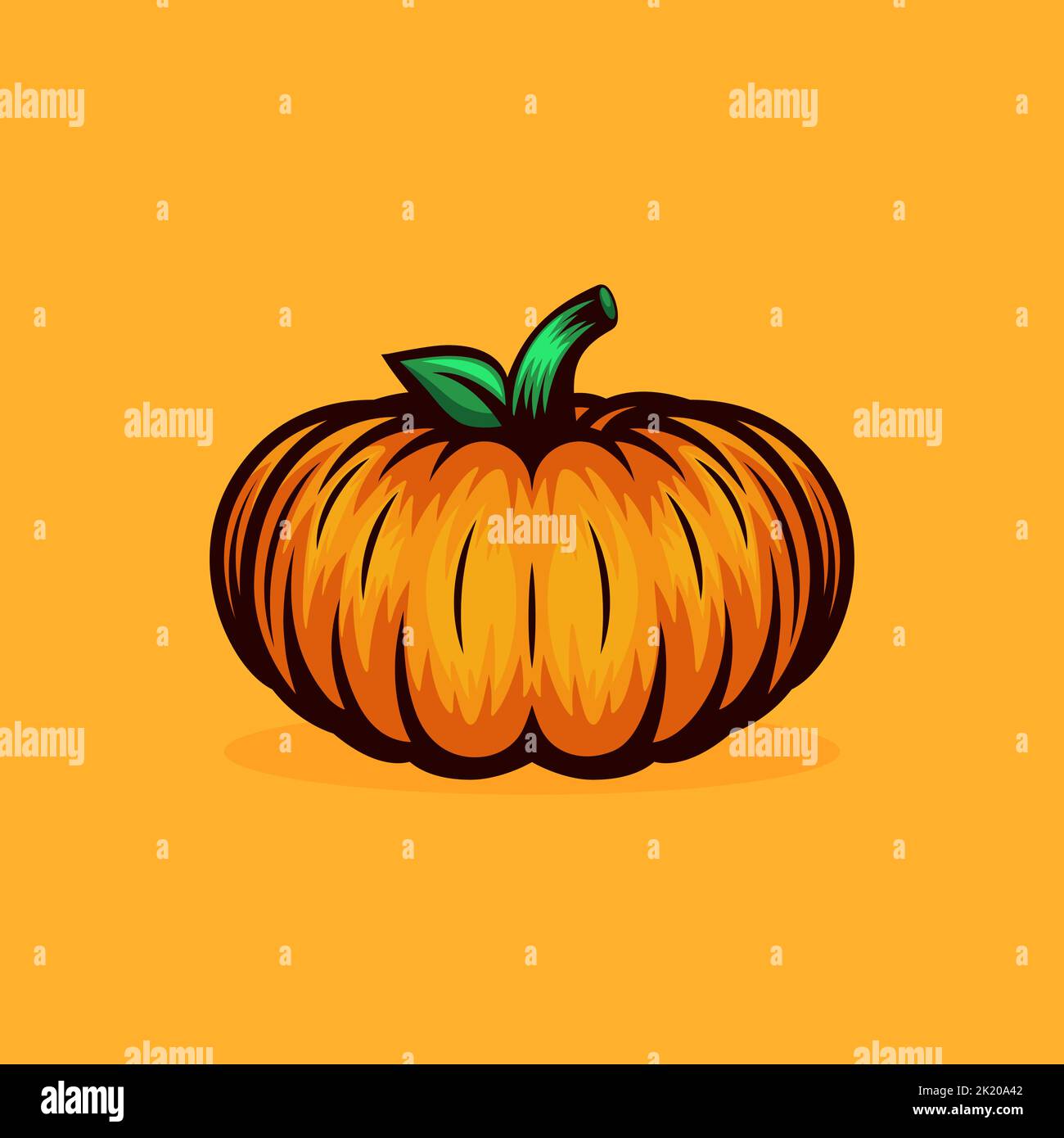 Vector Autumn Colored Orange Pumpkin Icon with Outline. Design Template ...