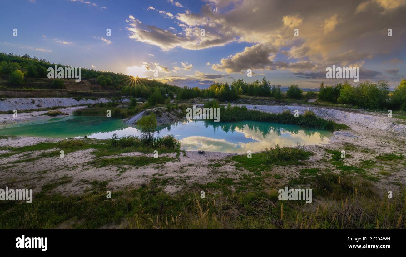 Former kaolin quarry called Maldives near the village Nepomysl - evening photos - Czech Republic, Europe - Stock Image
